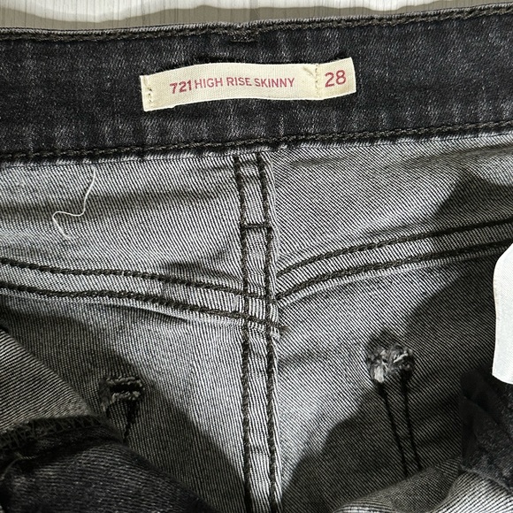 Levi's 721 Skinny Jeans High Rise Pre-owned Dark Grey Wash 28x34 - Picture 8 of 9